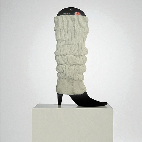 Minicci Accessories - Cream Rib Knit Leg Warmers One Size | 80s Retro Dance Y2K Balletcore Layering